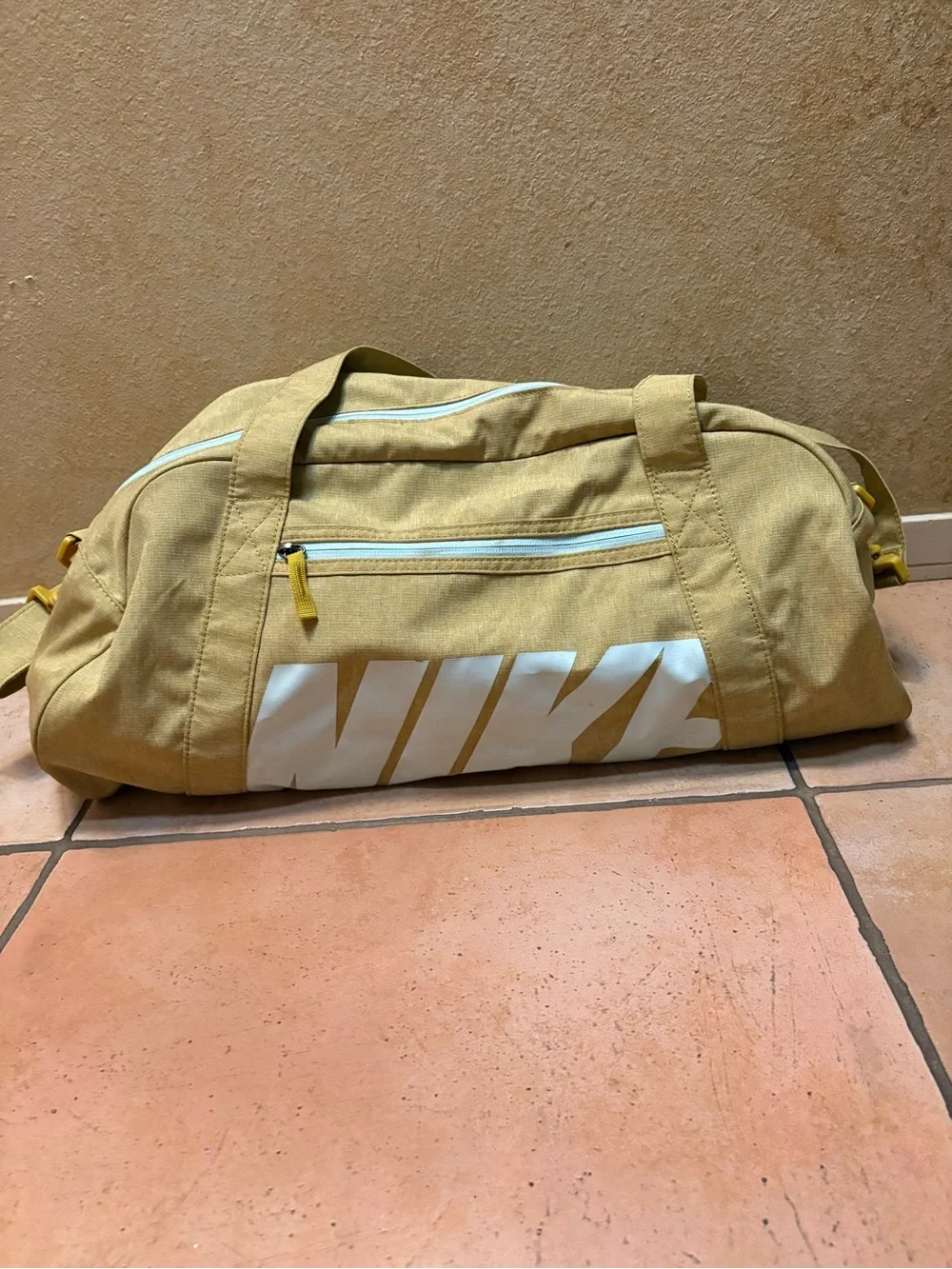 Nike Mustard Yellow Duffel Bag with White Logo
